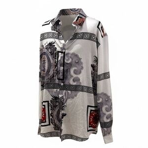 Alex Vando Premium Printed Shirt in White, Black & Red Accents